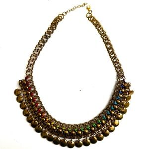 Vintage Gold And Rainbow Disc Necklace
